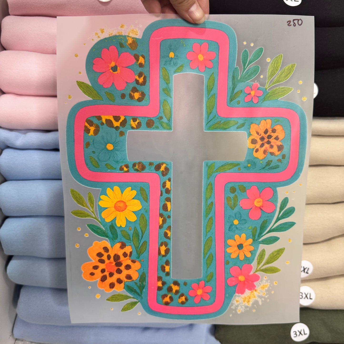 Cheetah floral cross