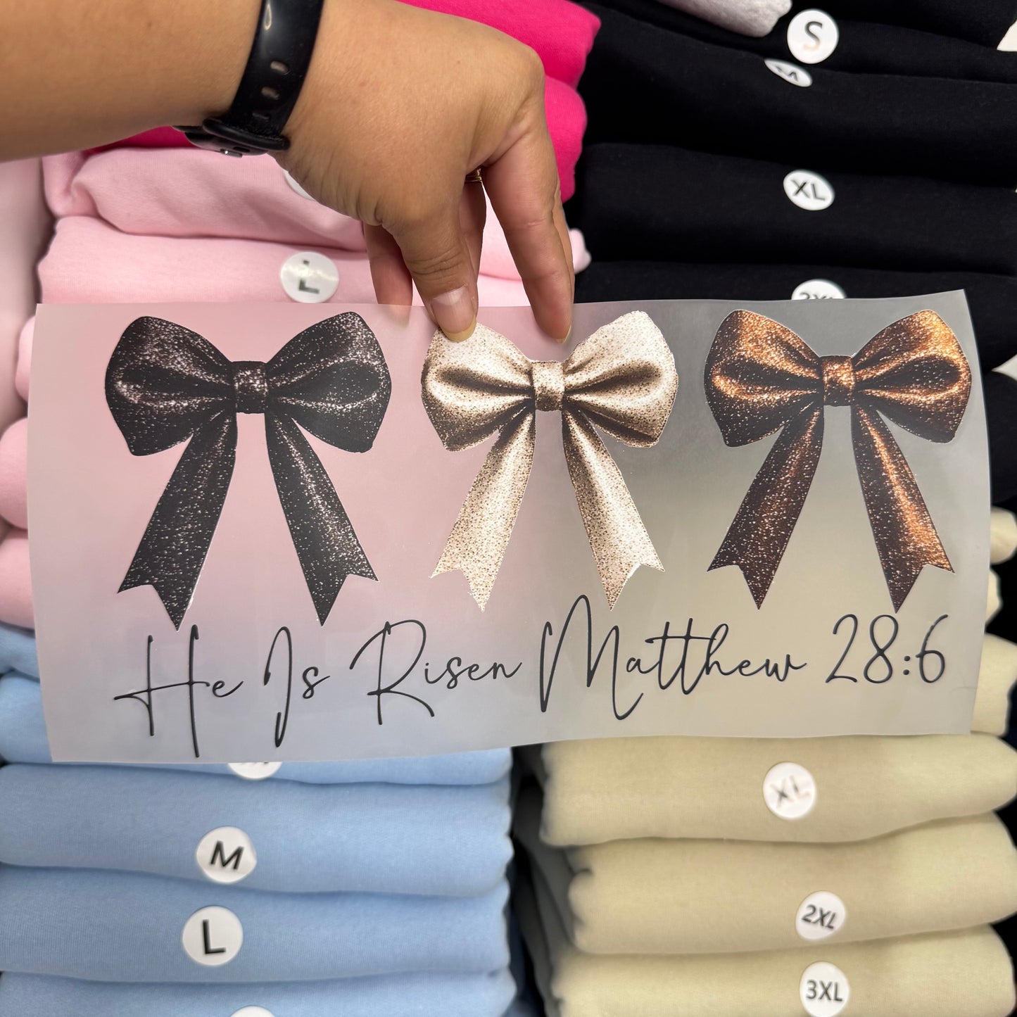 He is risen - brown bows